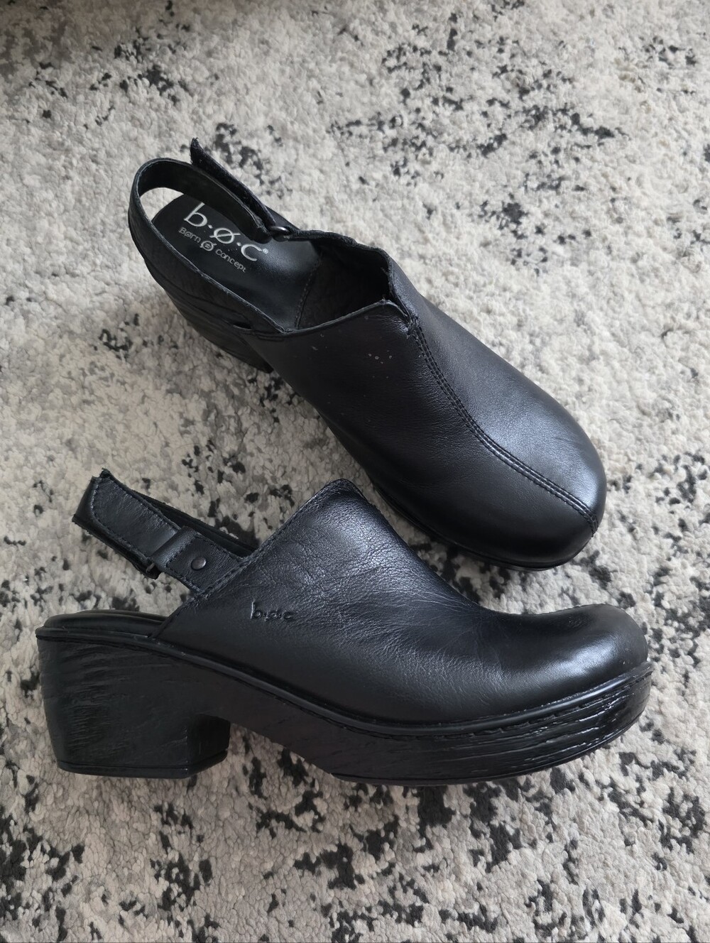 B.o.c. Leather Slingback Clogs Black Womens 8 Boho Fall Goth Chic